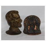 Cast bronze A. Lincoln bust bookend single - Cast