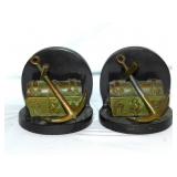Bronze pirates treasure chest & anchor bookends,
