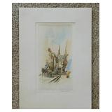 Signed Notre Dame Cathedral color etching by