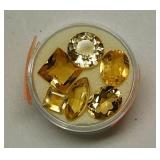 6 yellow topaz gemstones, emerald cut, ovals &