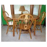Solid wood farmhouse style dining table & 4 chairs