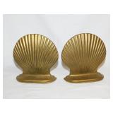 Brass: Pair of clamshell bookends, 4.5" tall -