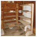 Primitive wood shelving unit, 36" x 12" x 68" -