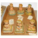 6 alabaster cherub figurines, 3.5" tall - Dove