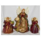 3 tabletop lighted angels, tallest is 13"