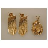 14K yellow gold: Italy herringbone tassel drop