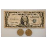 1935 US silver certificate one dollar bill -