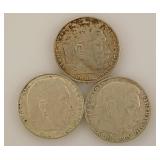 Three 1938 Paul Von Hindenburg silver coins w/