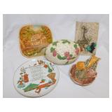 Egg shaped ceramic trinket box - spoon rests &