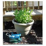 5 patio porch planters, largest is 21" diam.