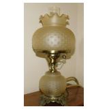 Vintage hobnail satin glass hurricane lamp with