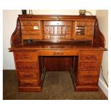 Nice oak rolltop desk, 54" x 30" x 49",