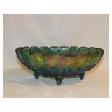 Indiana blue carnival glass: Oval Garland 4-toed
