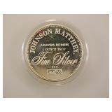 1 troy oz. .999 silver round Johnson Matthey,