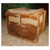 1946 wooden military ammo box, 16" x 15" x 13" -