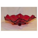 Germany Ruby Red lead crystal 4-toed centerpiece