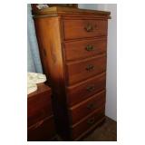 Pine 6 drawer lingerie chest, 21.5" x 15" x 47",
