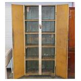 Primitive 2 door pantry cabinet w/ old mustard &