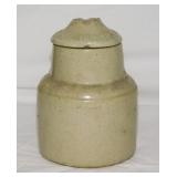 Antique Weir stoneware crock canning jar w/ lid -