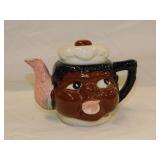 Vintage Japan Black Americana teapot, 4" tall