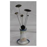 Antique Austria Germany porcelain hat pin holder