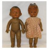 2 vintage rubber baby dolls, 10" tall