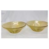 2 Federal Diana yellow amber glass serving bowls,