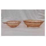 2 vintage Pink Depression glass serving bowls:
