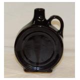 Antique brown crock flask decanter, 7" tall