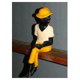 Vintage Black Americana pottery Fishing Boy