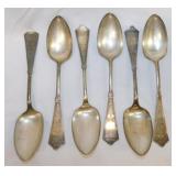 Six 1878 Rogers Bros. Laurel pattern spoons,