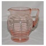 Pink Depression glass: Dunbar optic panel pitcher
