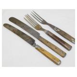 4 Civil War era forks & knives - Set of 4 steak
