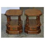 Mersman octagonal 2-tier side end tables with