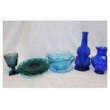 Vintage Imperial glass Diamond Quilted Blue round