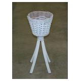 Vintage white wicker & rattan patio porch plant