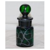 Vintage sterling silver inlay emerald glass