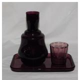 Vintage amethyst glass: Hand blown decanter, 8" -