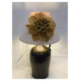 Antique crock jug table lamp, 17" tall