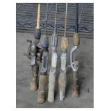 5 vintage steel fishing rods:  True Temper - South
