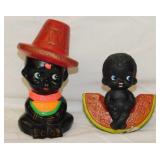 2 vintage chalkware Black Americana coin banks