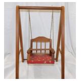 Vintage wooden doll furniture: Swing - Bed -