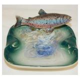 Vintage ceramic trout ashtray - Hand painted bowl