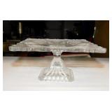 4 vintage glass pedestal cake stands,