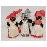 3 Black Americana souvenir bells, 6" tall