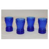 Cobalt Glass: 4 cordials - 3 vases