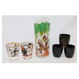 Black Americana: 3 Japan redware shot glasses -