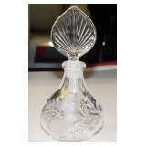 2 crystal perfume bottles w/ stoppers,