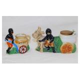 2 vintage Black Americana porcelain ashtrays