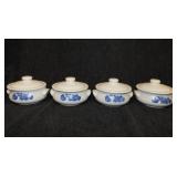 4 Pfaltzgraff Yorktowne blue stoneware soup